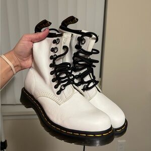Dr. Martens White Leather Combat Boots (NWOT)